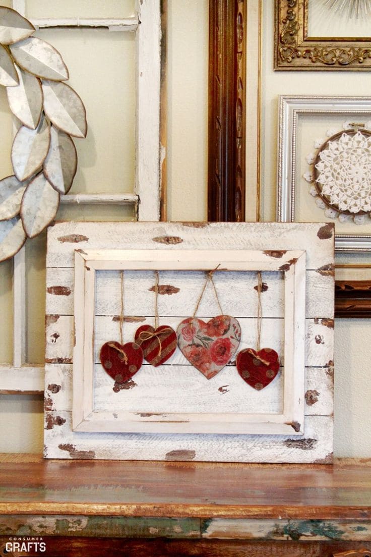 Rustic Hanging Heart Art Frame