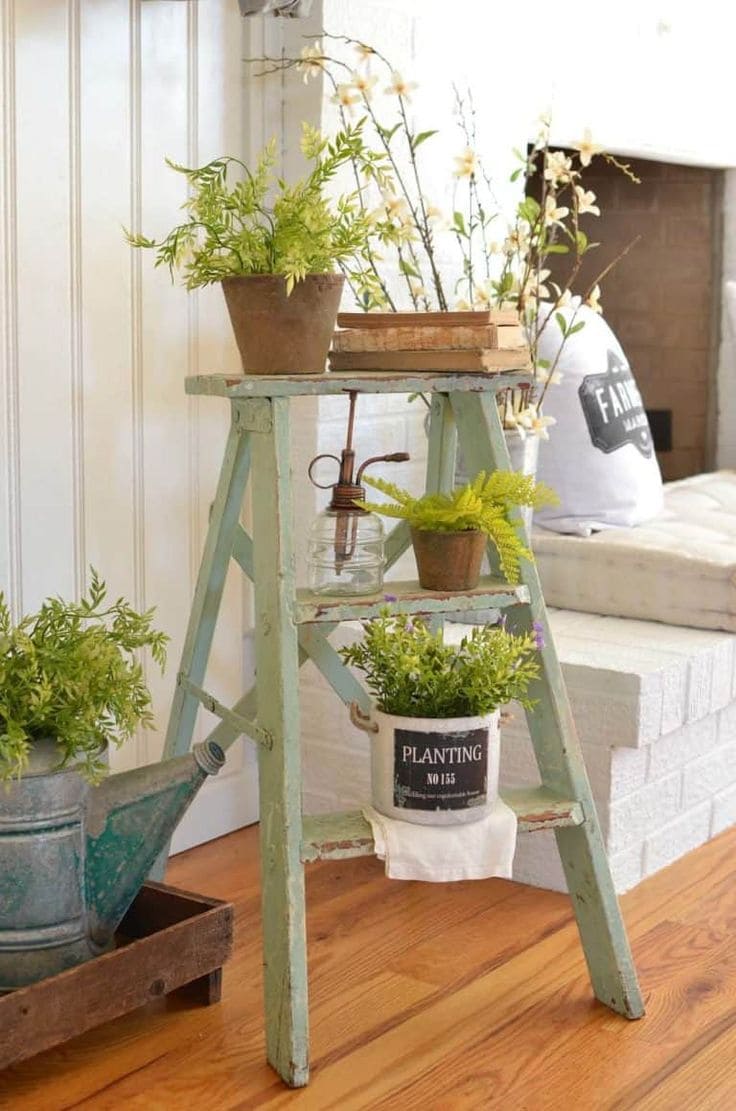 Rustic Ladder Planter for Spring Charm