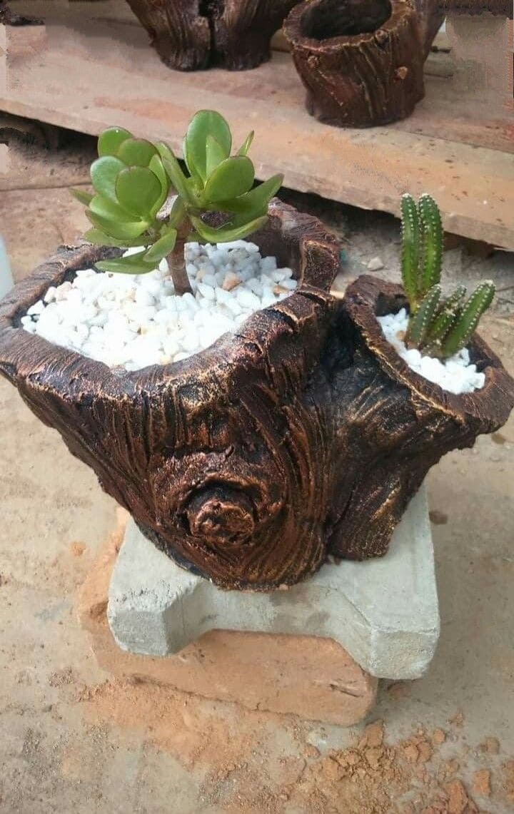 Rustic Mini Tree Stump Planters