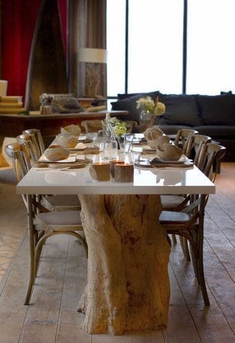 Rustic Modern Dining Table with Stump Base