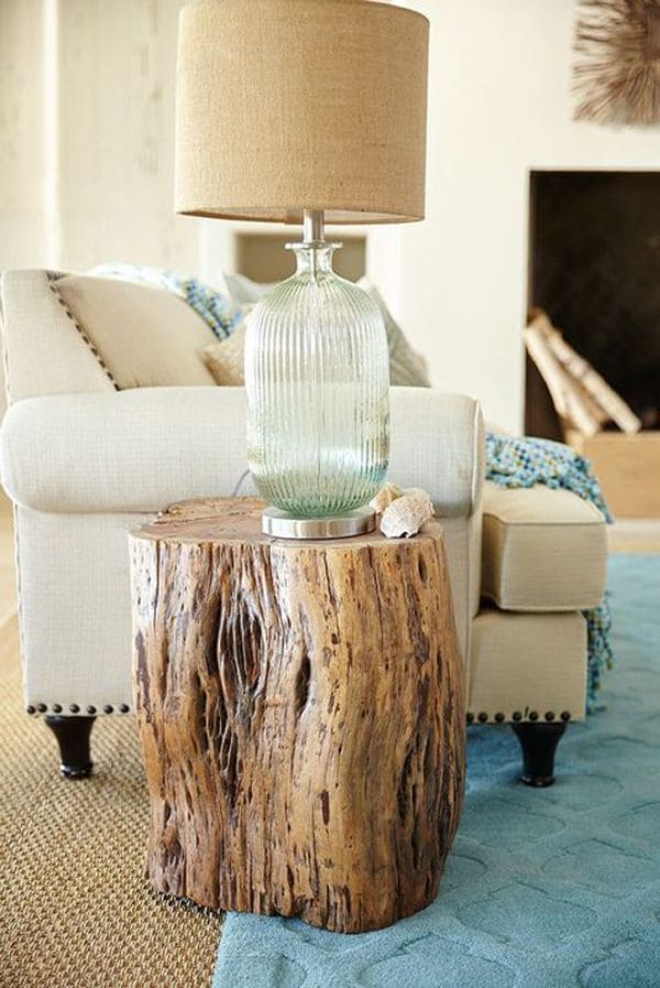 Rustic Polished Tree Stump Table