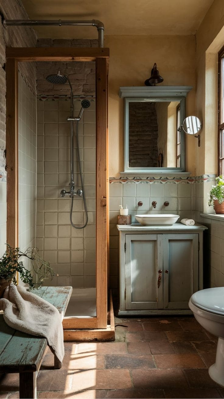 Rustic Simplicity with Wooden Shower Charm