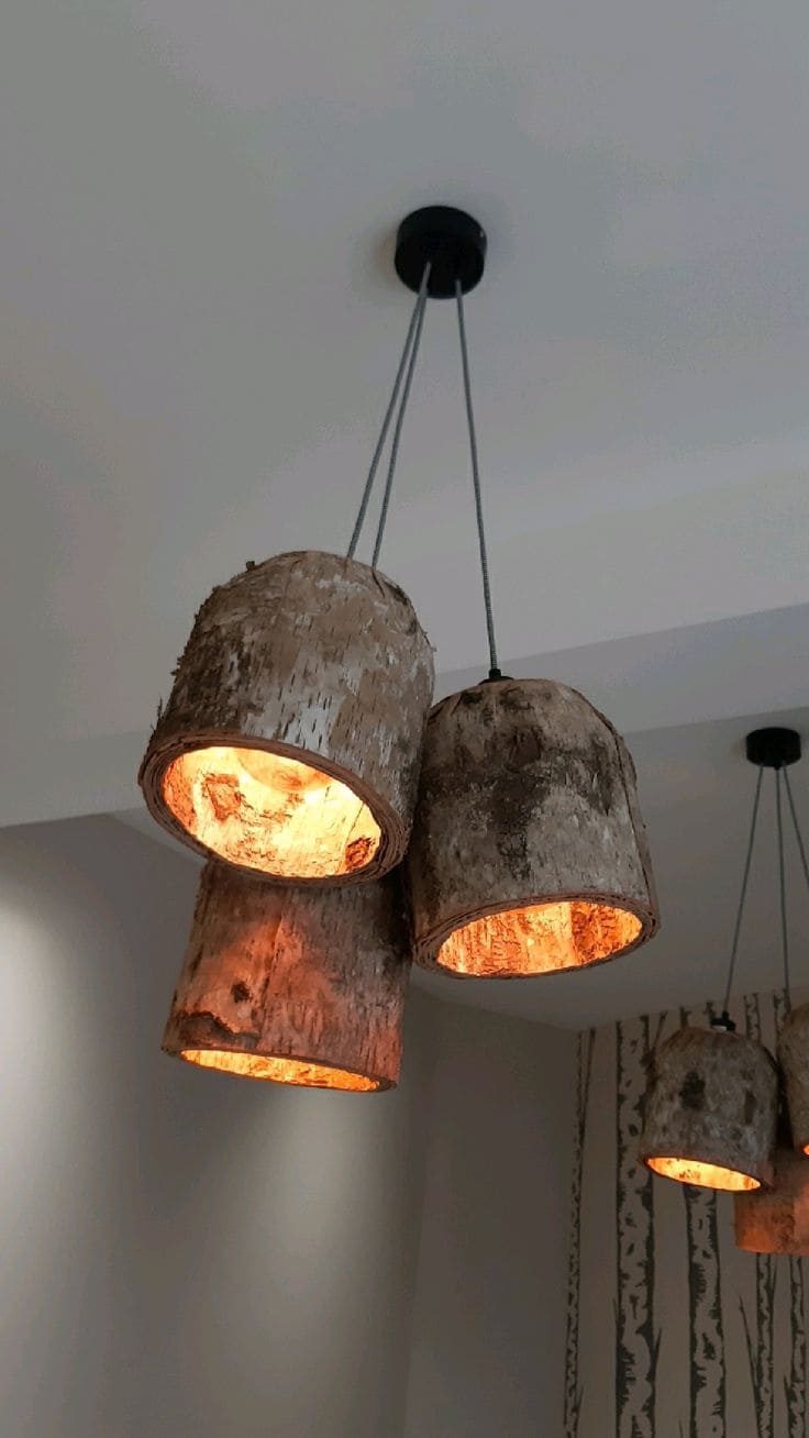 Rustic Tree Bark Pendant Lights