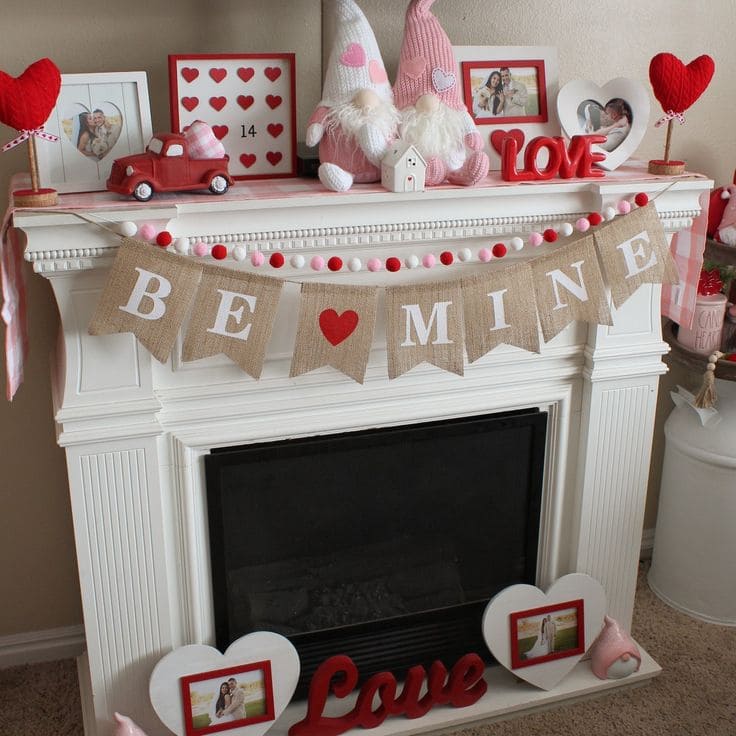 Rustic Valentines Mantelpiece Love Banner