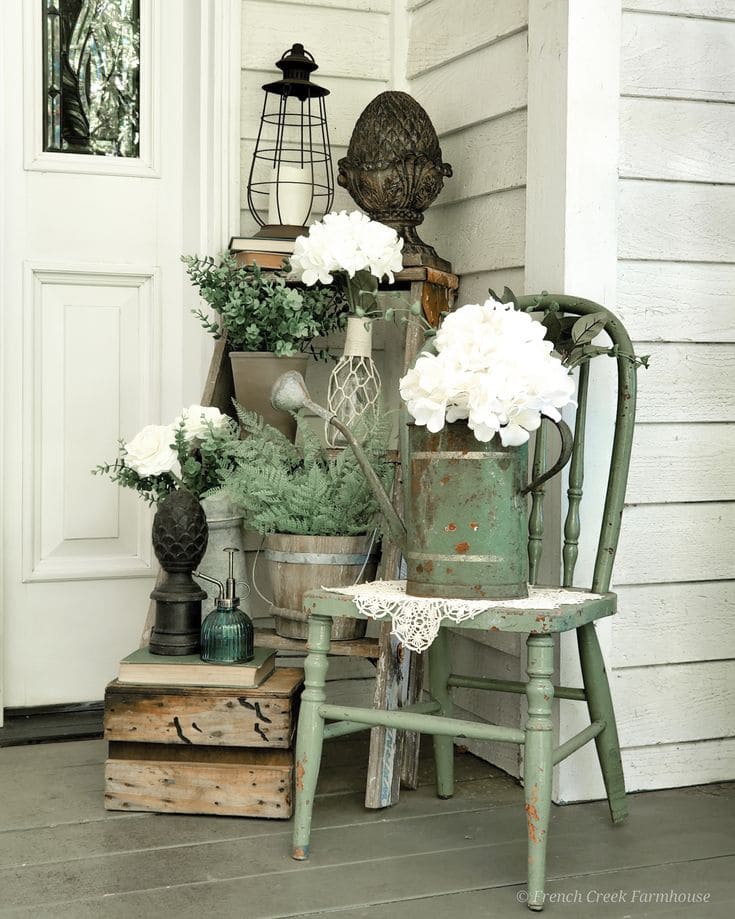 Rustic Vintage Porch Spring Arrangement