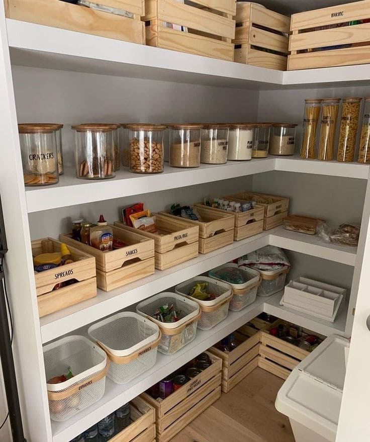 Rustic Wooden Crate Pantry Organization