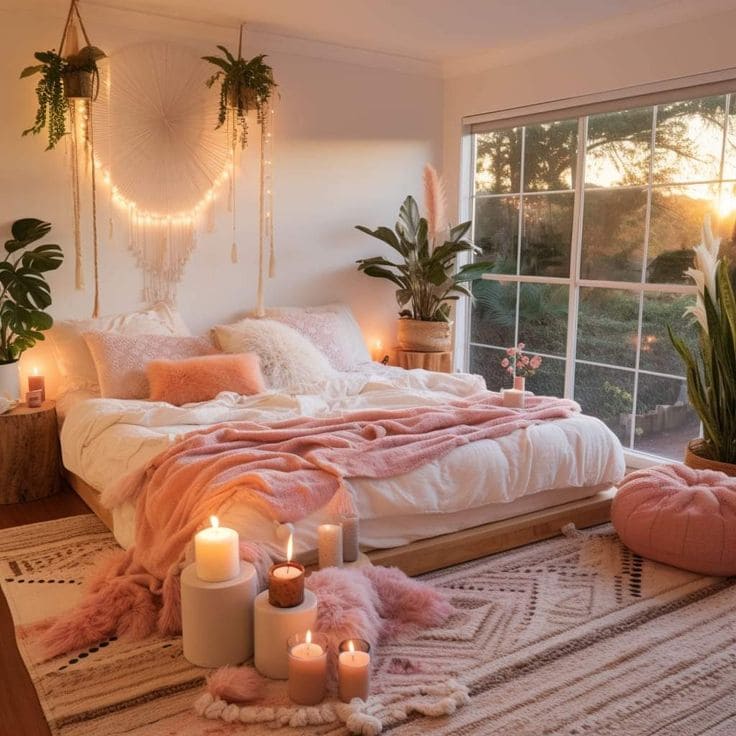 Serene Glow Bohemian Bedroom Retreat