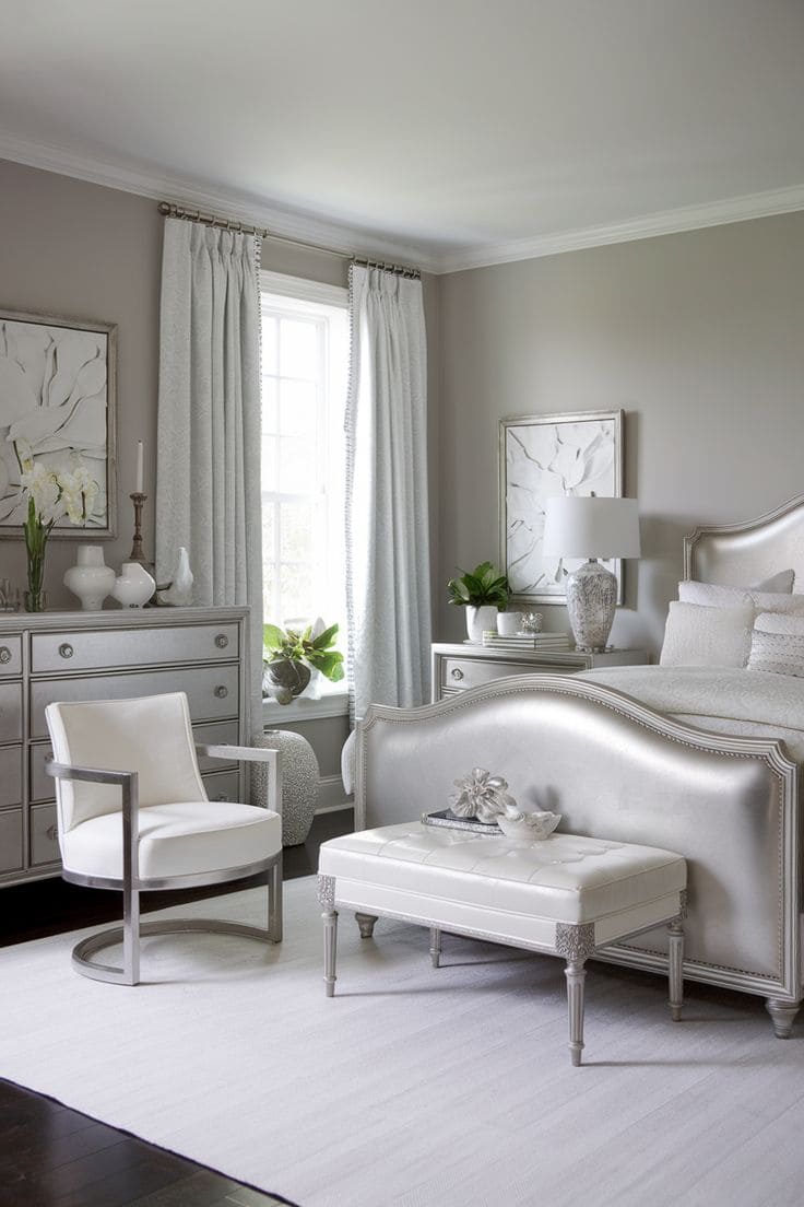 Silver and White Bedroom Bliss