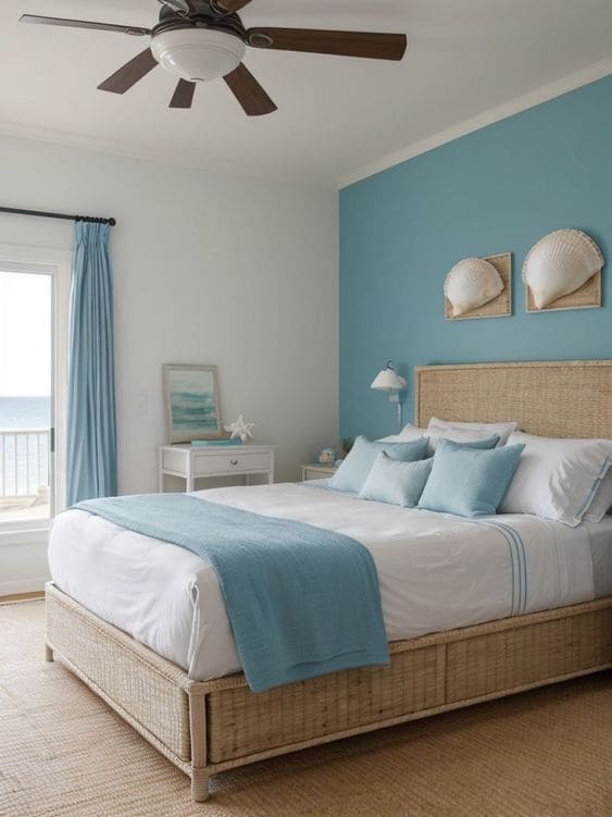 Simple Coastal Charm in Blue Bedroom