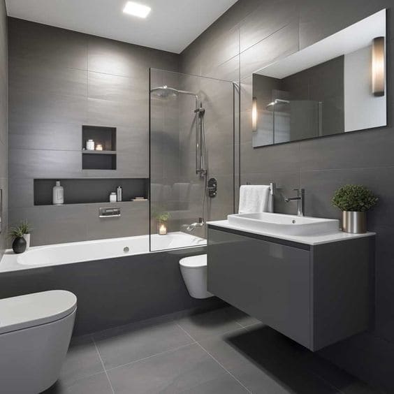 Sleek and Serene Grey Bathroom Retreat