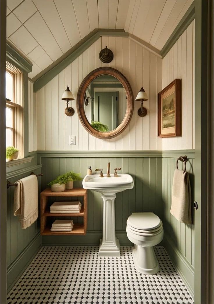 Soft Sage and Cottage Elegance Bathroom