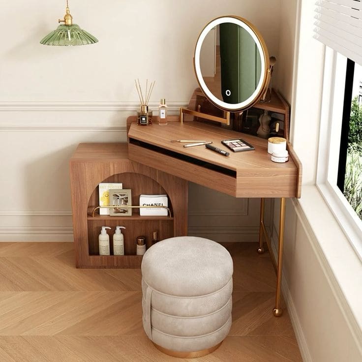 Sophisticated Compact Vanity with Luxe Accents