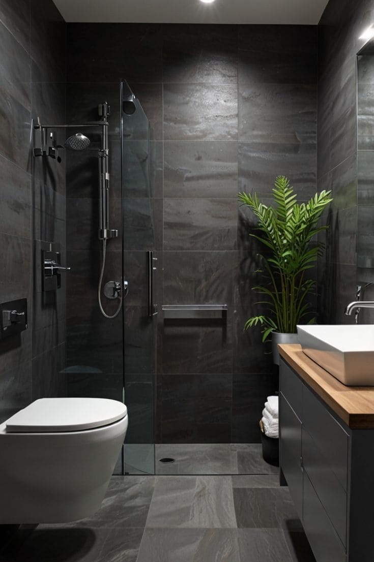 Sophisticated Dark Grey Bathroom Oasis