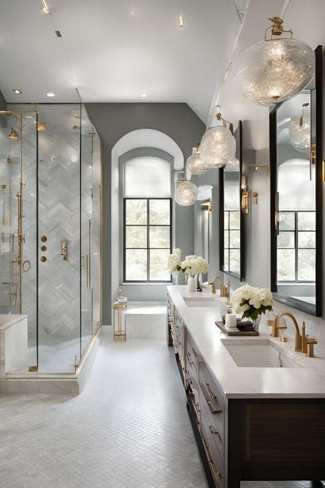 Sophisticated Gray and Gold Bathroom Retreat