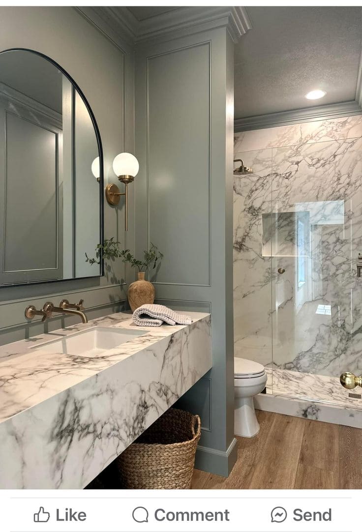 Sophisticated Marble Accents with Sleek Finish