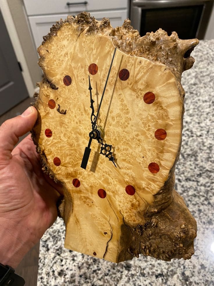 Timeless Burl Wood Stump Clock