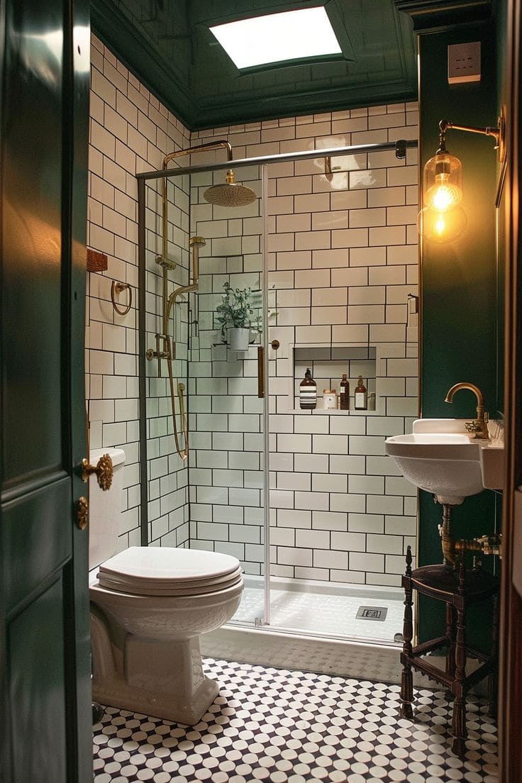 Timeless Charm in Compact Shower Spaces