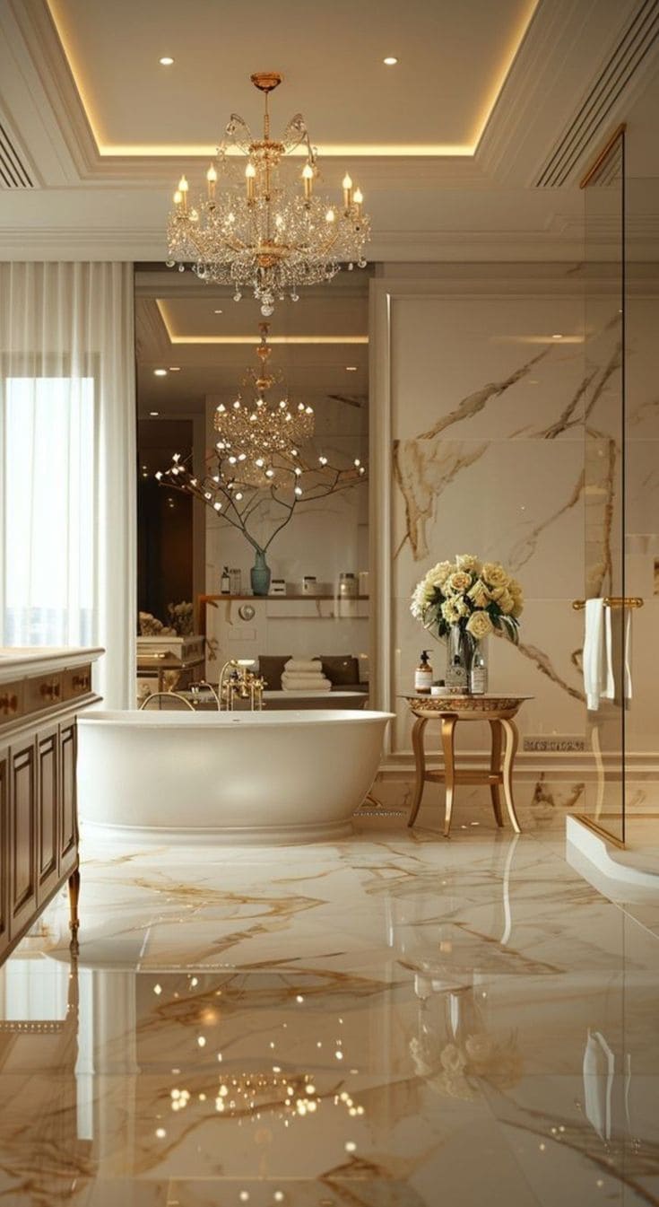 Timeless Elegance with Golden Marble Accents