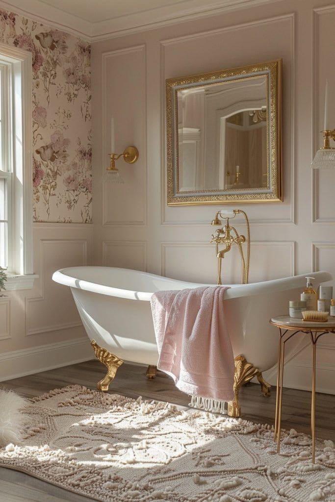 Timeless Romantic Bathroom with Floral Charm