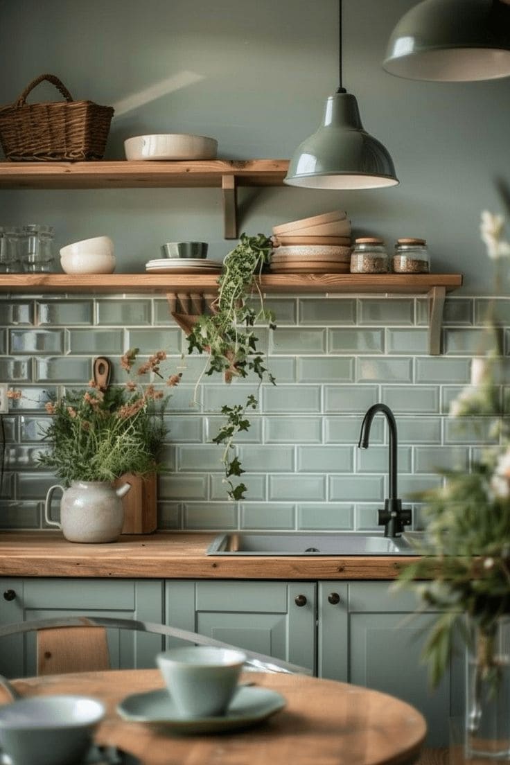 Tranquil Sage Green Kitchen