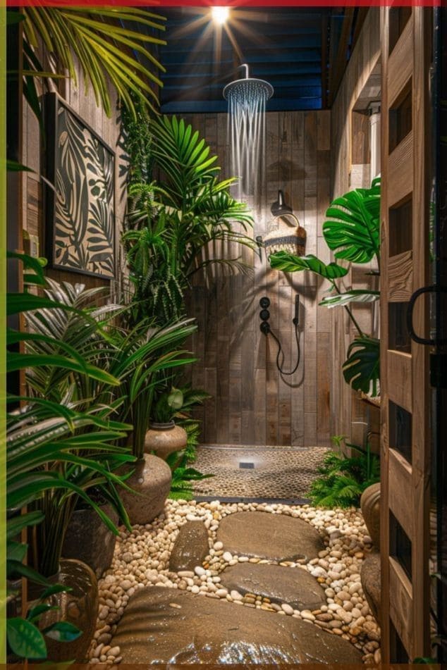 Tropical Rainforest-Inspired Shower Retreat