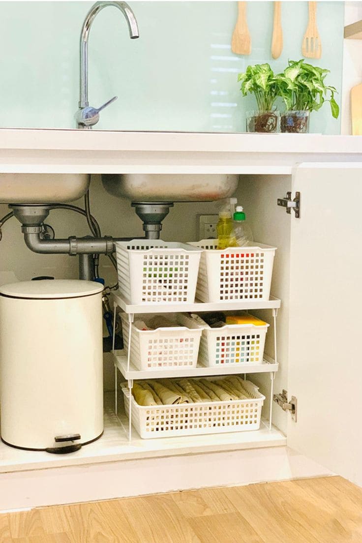 Under-Sink Storage Simplified with Baskets