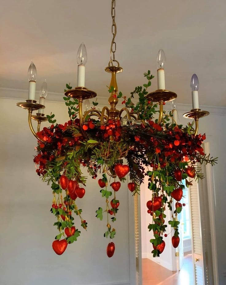 Valentines Chandelier with Heart Accents