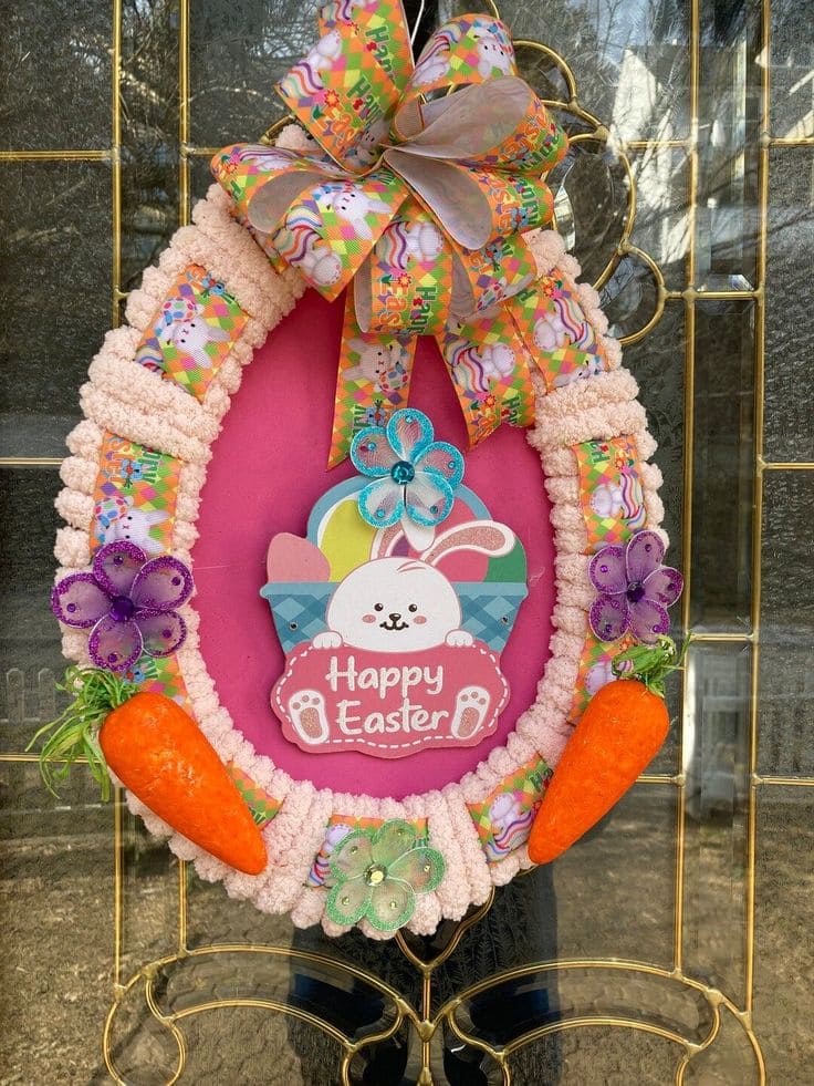 Vibrant Bunny Basket Easter Wreath