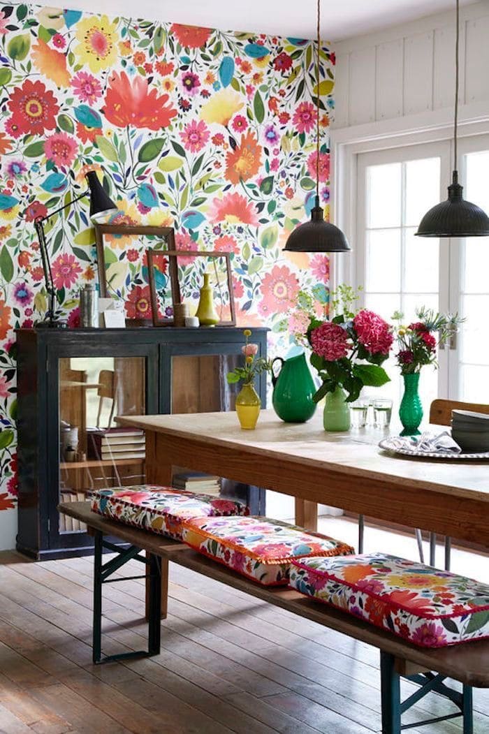 Vibrant Floral Symphony for Kitchen Walls