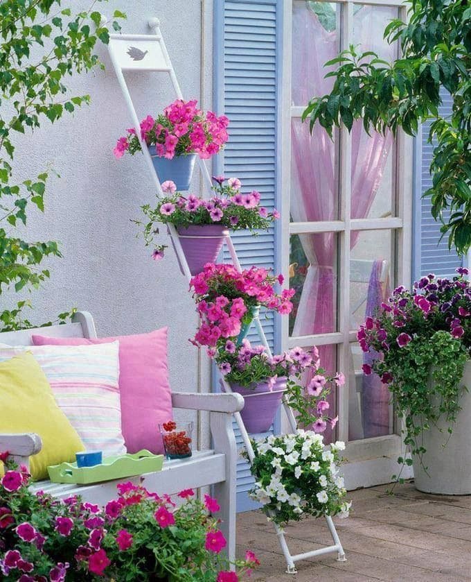 Vibrant Ladder Planter for Spring Charm