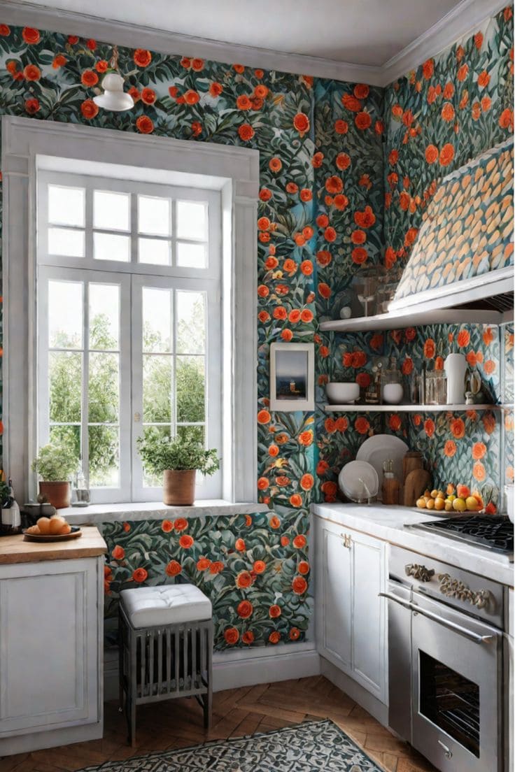 Vibrant Orange Floral Blooms Kitchen Inspiration