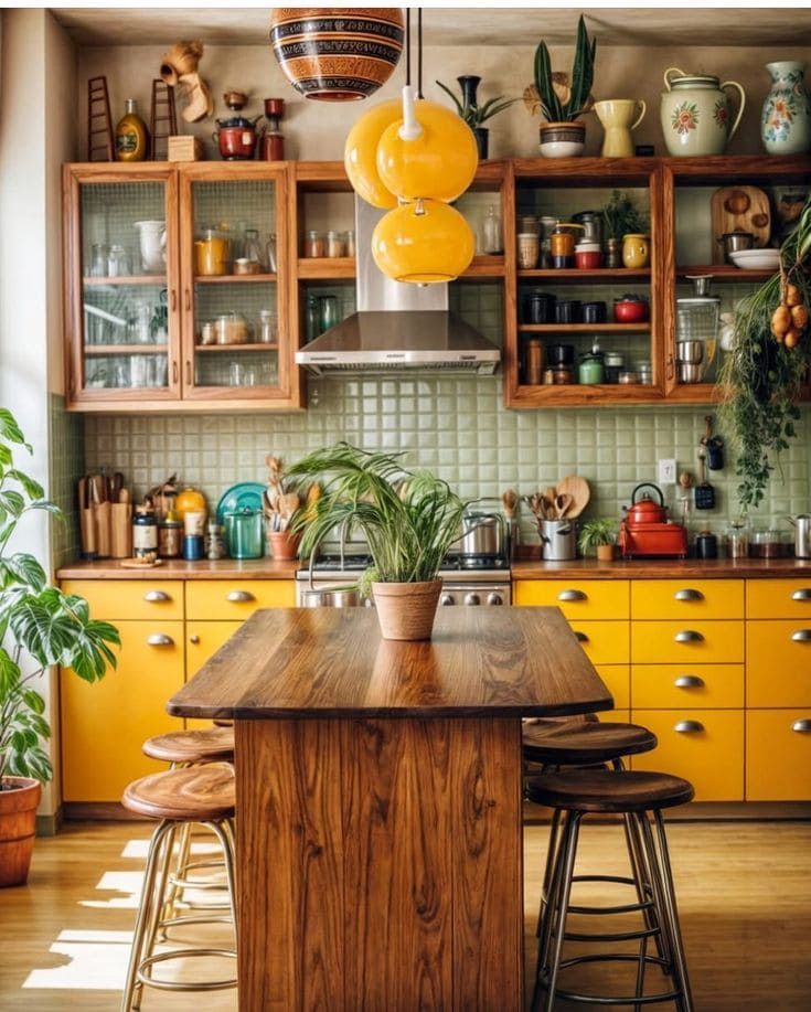 Vibrant Sunshine-Inspired Vintage Kitchen Bliss