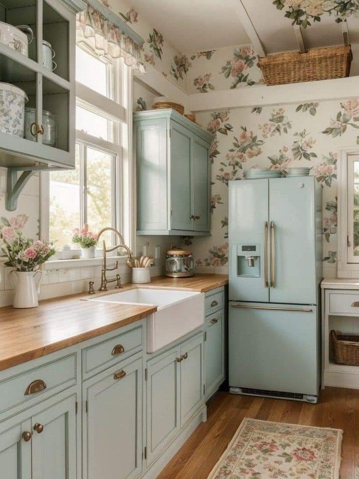 Vintage Floral Elegance Kitchen Wallpaper