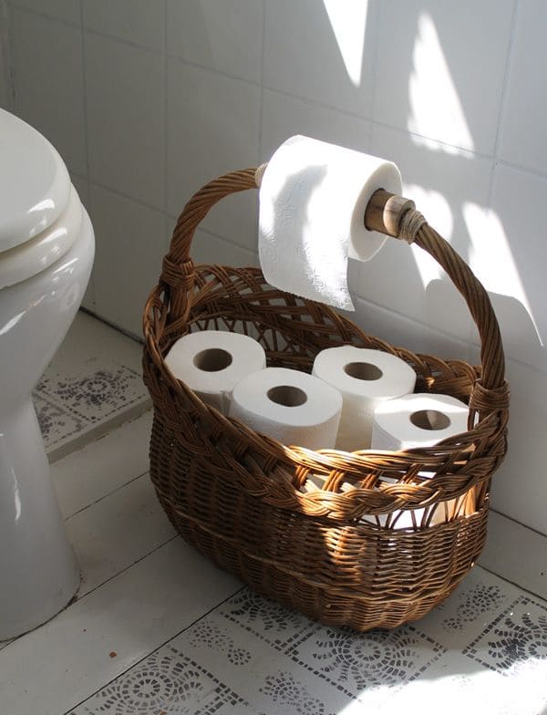 Wicker Basket Toilet Storage