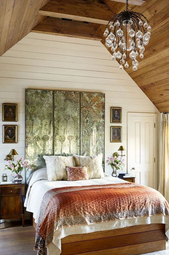 Antique Mirror Headboard for Timeless Elegance