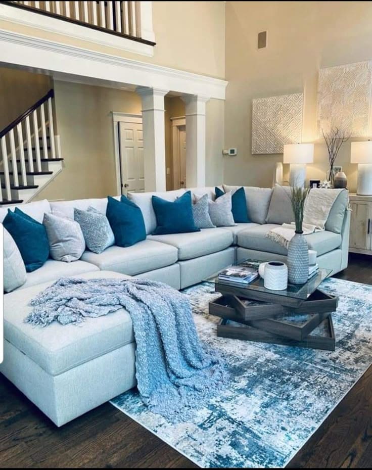 Blue-Accented Living Room Retreat