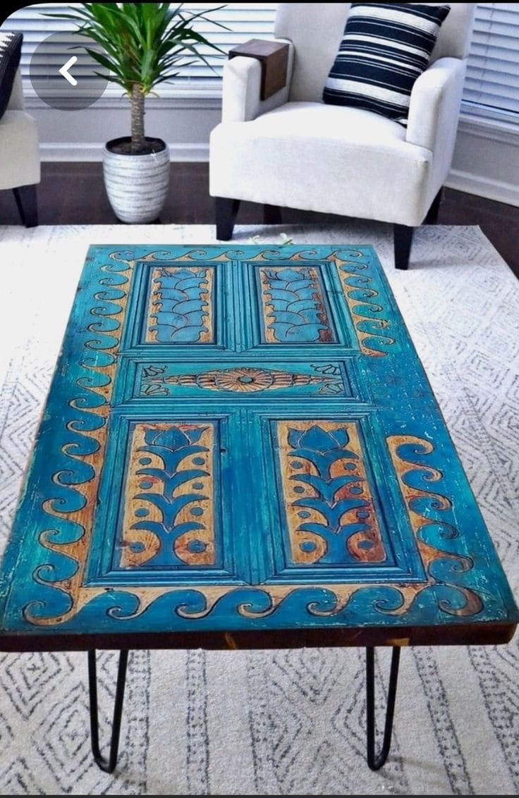 Bohemian-Inspired Coffee Table from Vintage Door