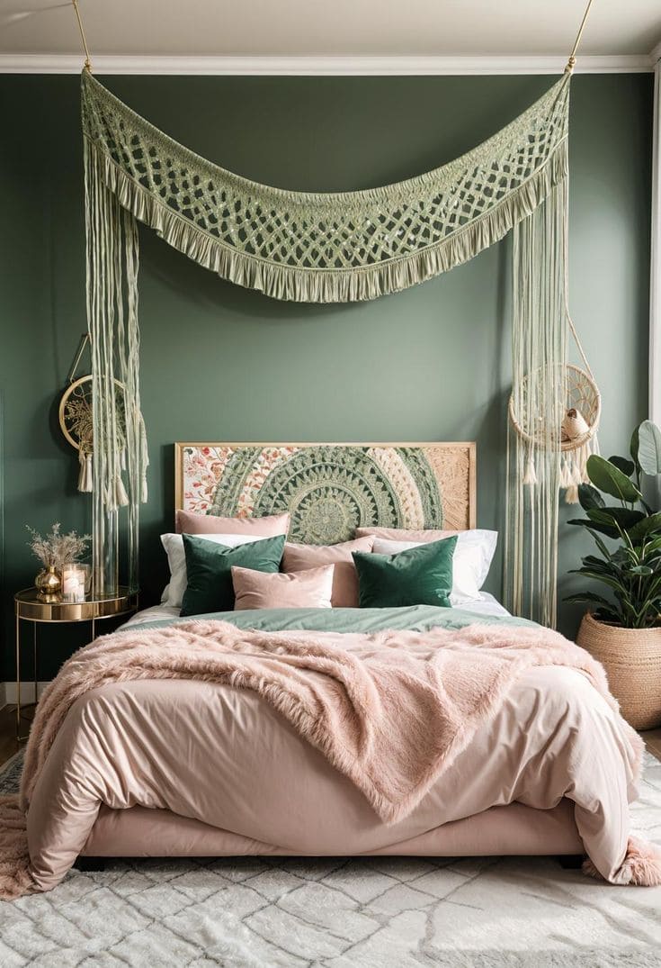 Bohemian Macrame and Mandala Headboard Charm