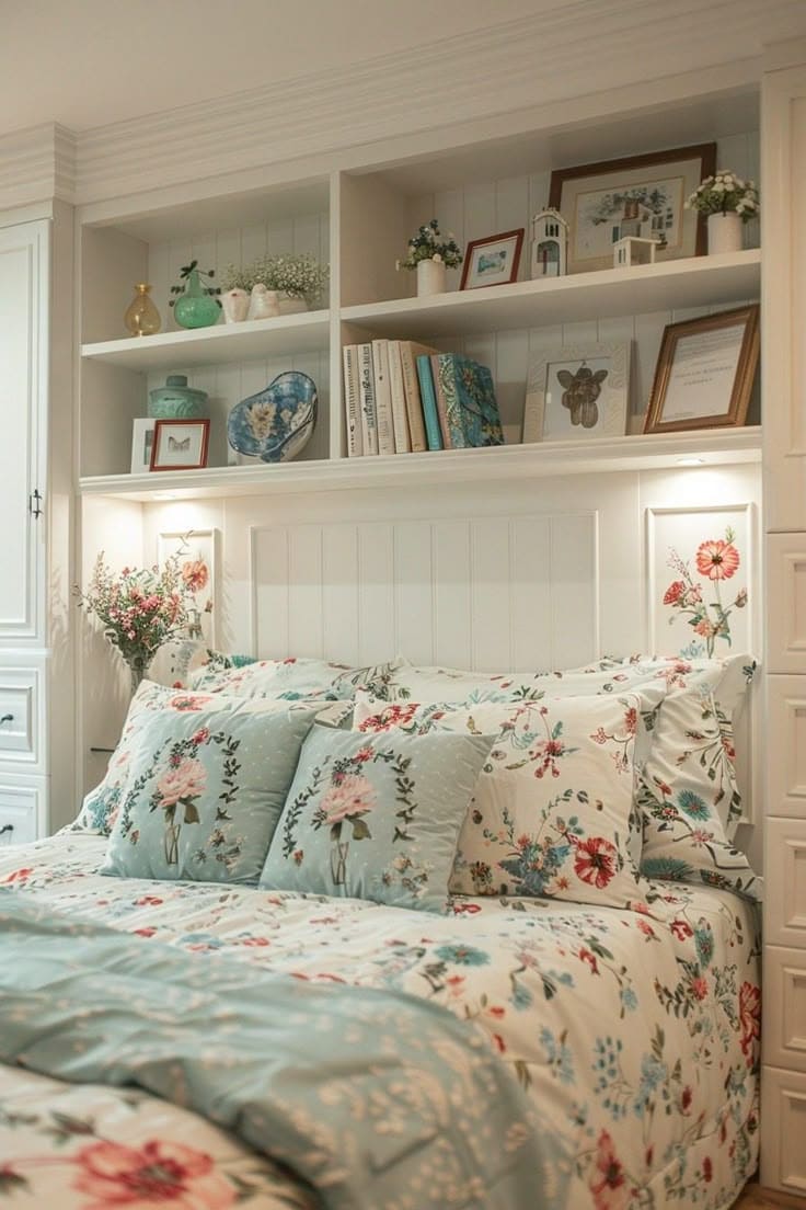 Charming Built-In Storage for a Cozy Bedroom