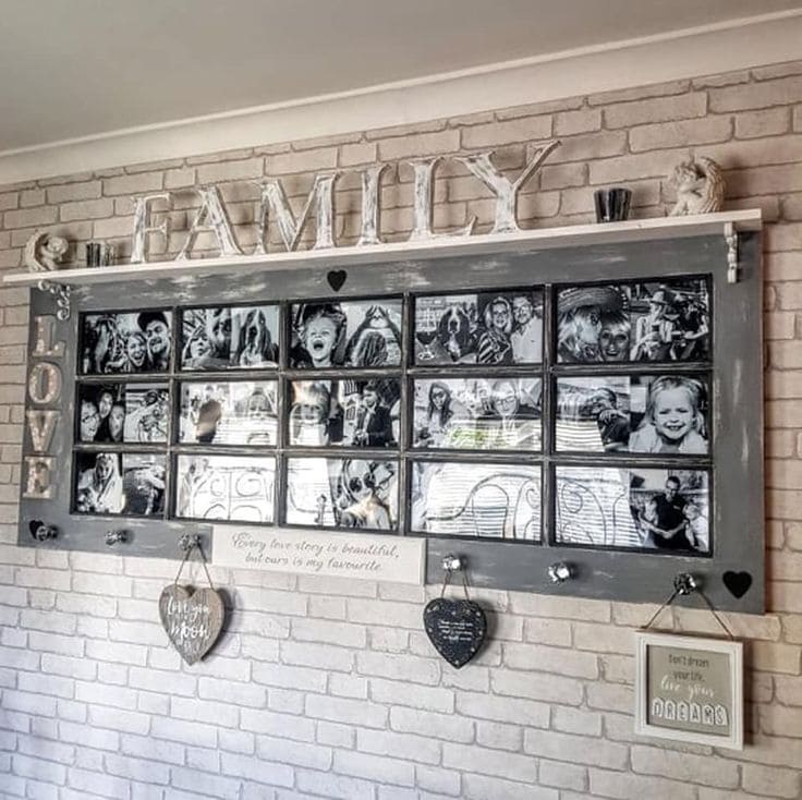 Charming Window Frame Family Photo Display