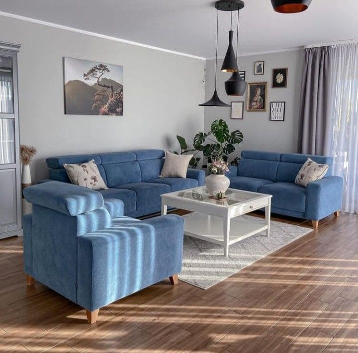 Chic Blue Couch Living Room