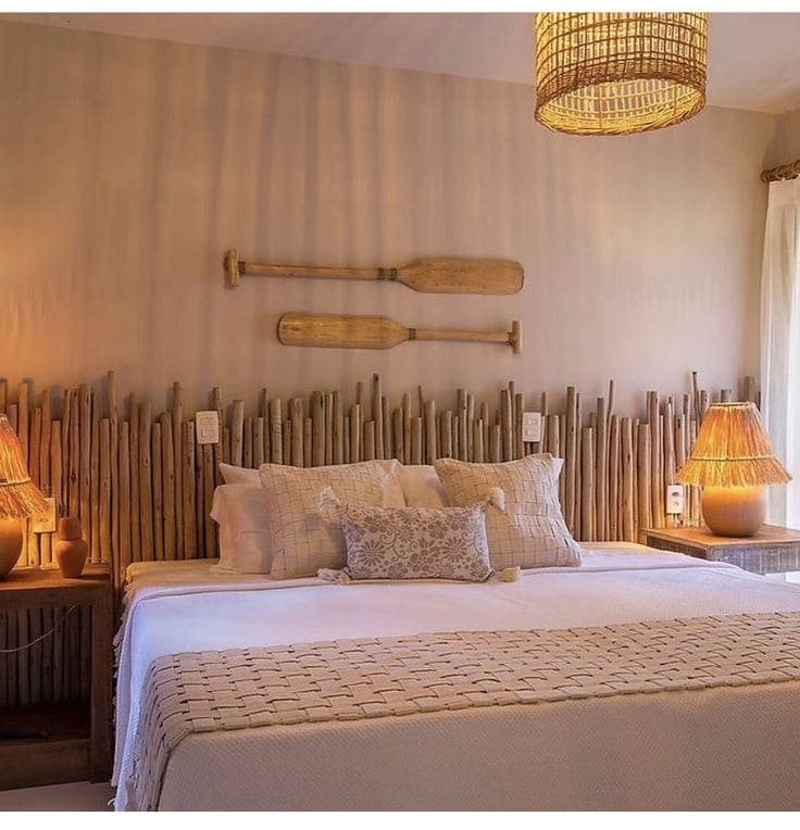 Coastal Bamboo Headboard with Rustic Touch