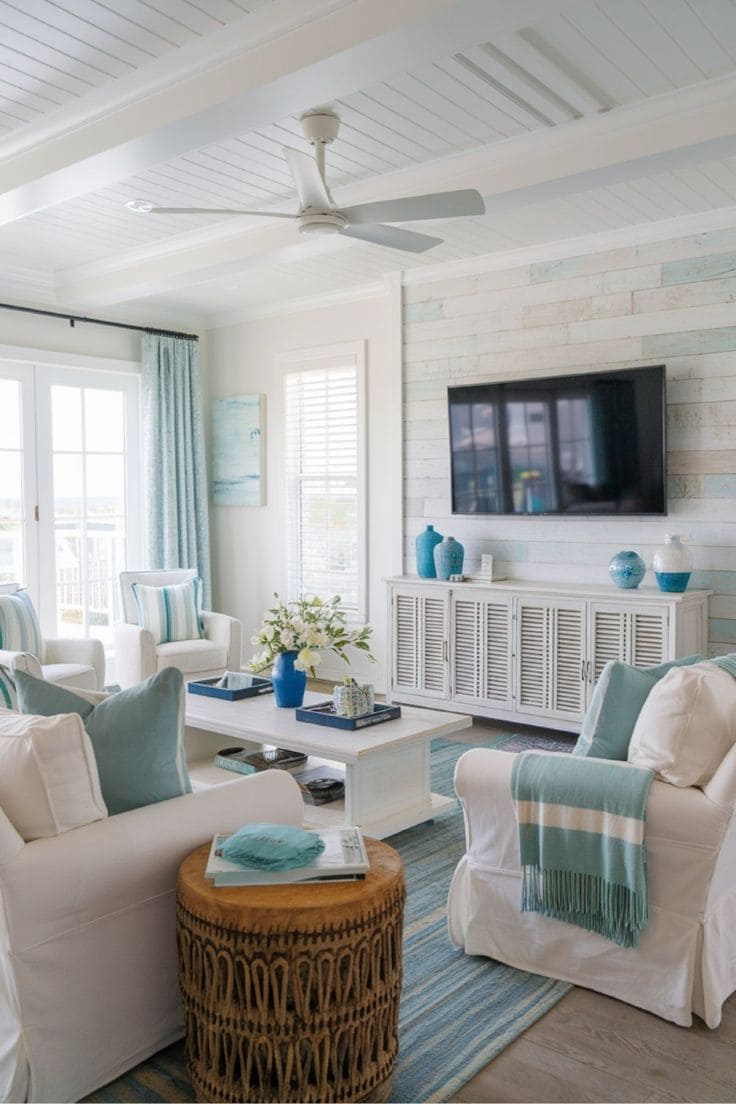 Coastal Serenity with Soft Blue Accents