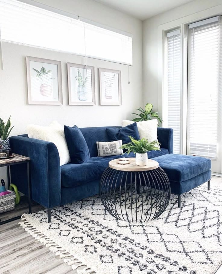 Cozy Blue Couch Living Room