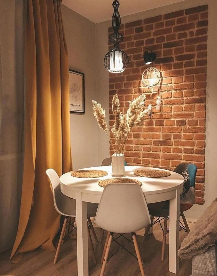 Cozy Industrial-Chic Space-Saving Dining Setup