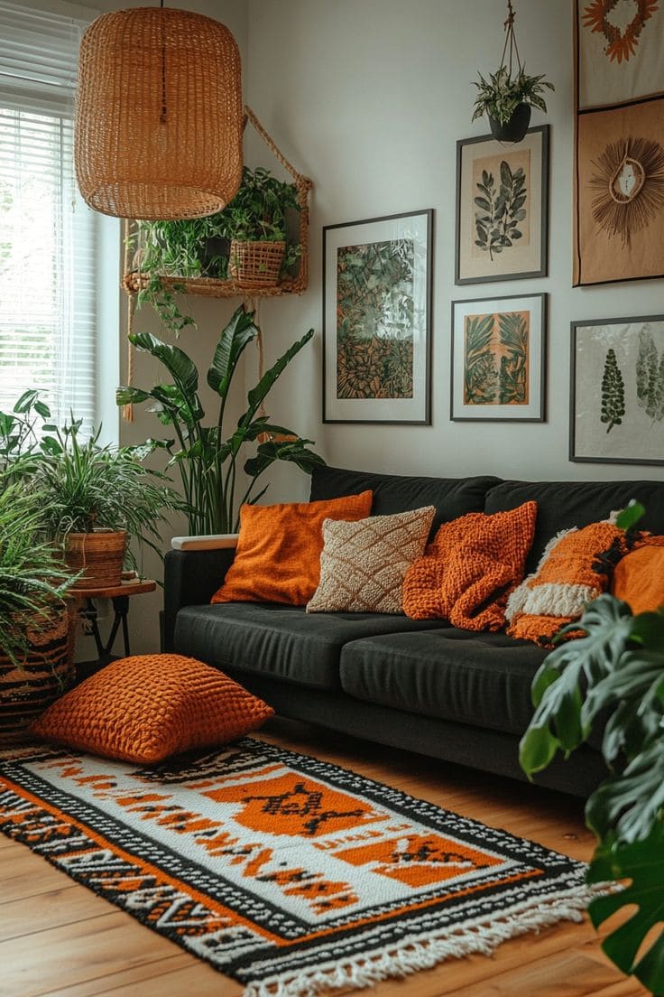 Earthy Boho Living Room with Warm Accents