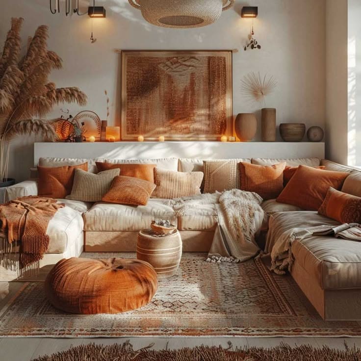 Earthy-Toned Boho Living Room Bliss