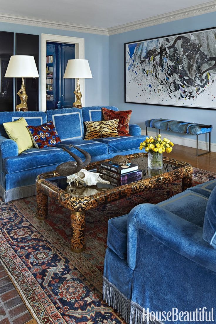 Eclectic Vintage Blue Couch Charm