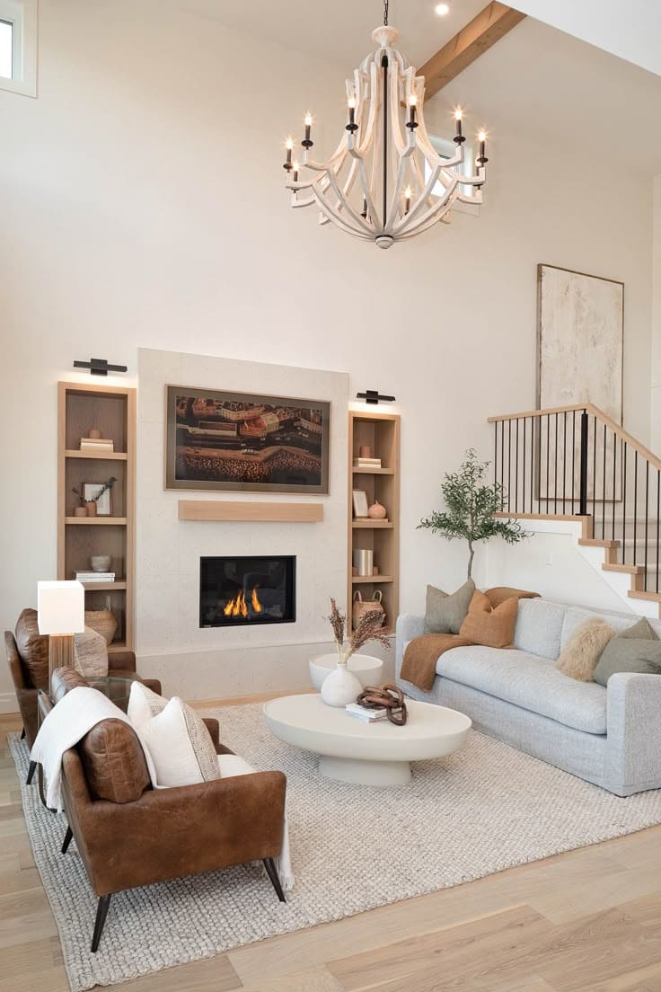 Elegant Brown and Cream Living Room with Modern Flair