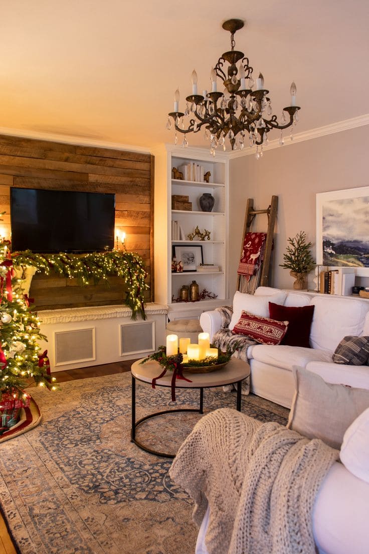 Elegant Christmas-Inspired TV Setup